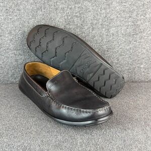 Geox Loafers Mens 10 Black Leather Slip On Moccasin Shoes